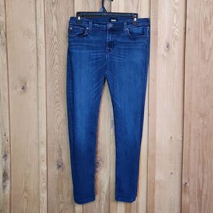 Hudson Mid Rise Krista Skinny Cropped Ankle Jeans, Size 29, Dark Blue Denim